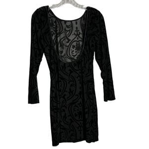 Velvet Burnout Goth Whimsygoth Sheer Dress Low‎ Back Grunge  Rocker S/M (2997)